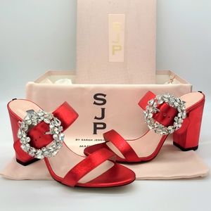 SJP Sarah Jessica Parker Celia Block Heel  - Crystal Embellished Vintage Sandal